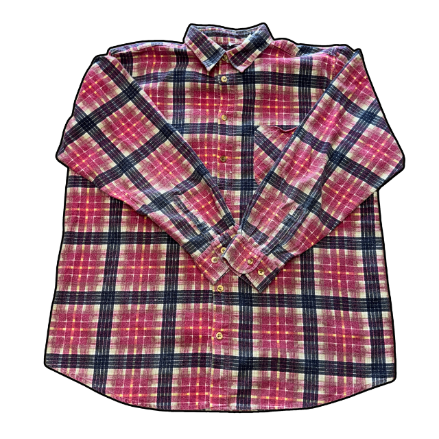 Vintage Long Sleeve Checkered Button-Up Shirt - L