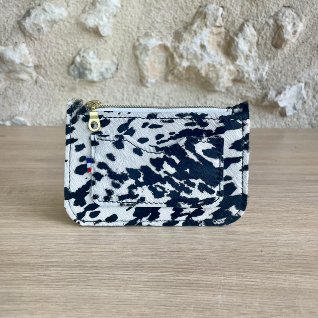 Porte cartes / porte monnaie poilue noir et blanc
