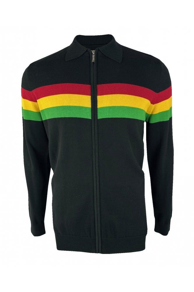 Trojan TR9011 Zip Stripe Cardi - Black