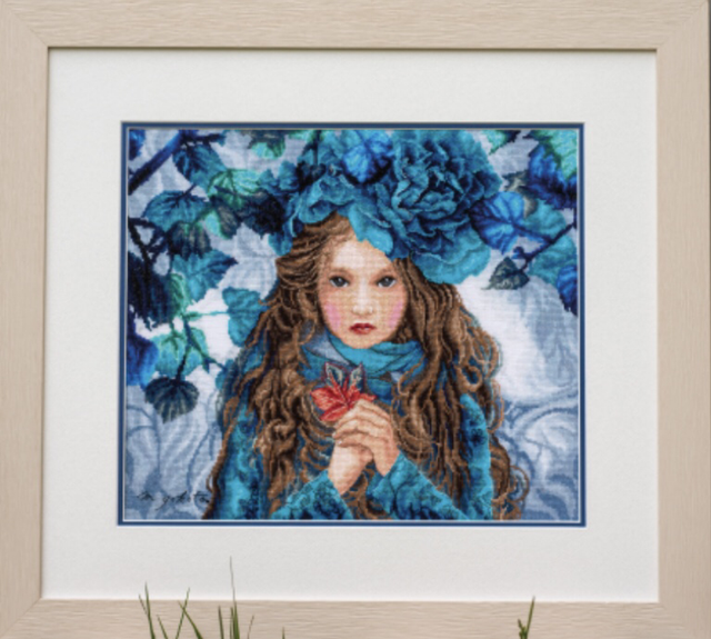 Counted Cross Stitch Kit: Blue Flowers Girl by Vervaco