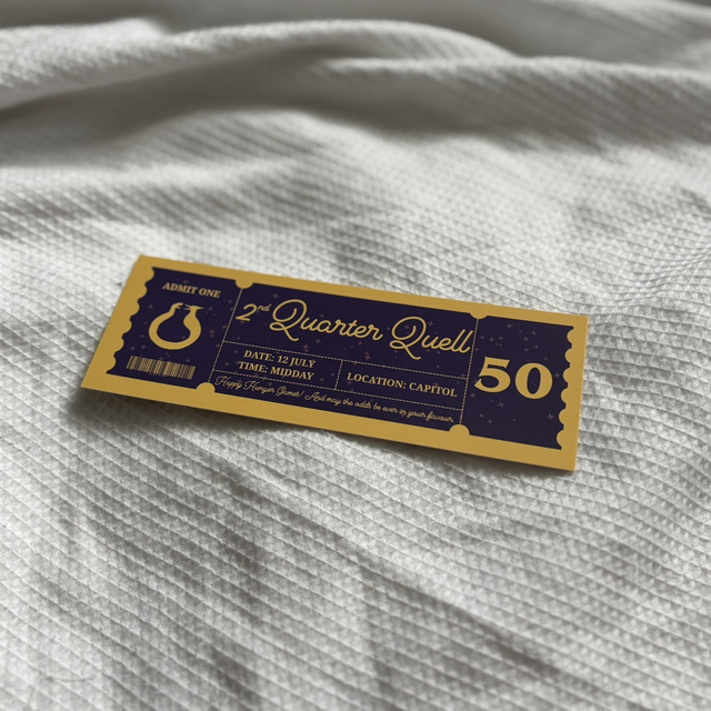 Ticket to Second Quarter Quell Card Bookmark | Perfect for Hunger Games Lovers