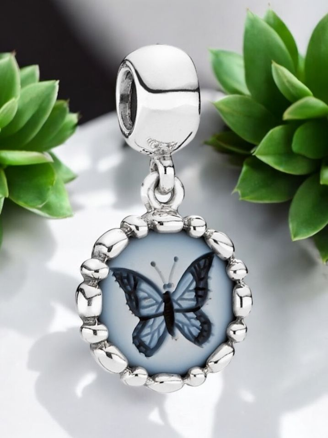 Extremely RARE Discontinued Pandora Silver Butterfly Camo Pendant