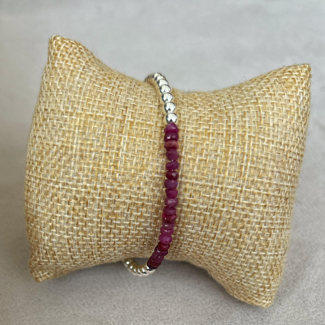 Pink Sapphires with Sterling Silver beads 