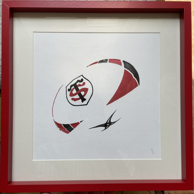Ballon rugby stade Toulousain encadré 