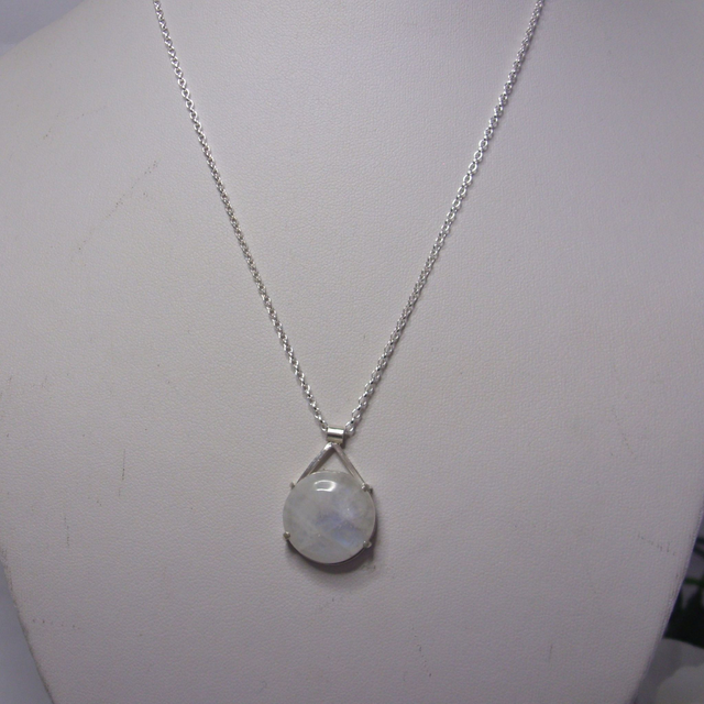 Moonstone gemstone round claw set pendant