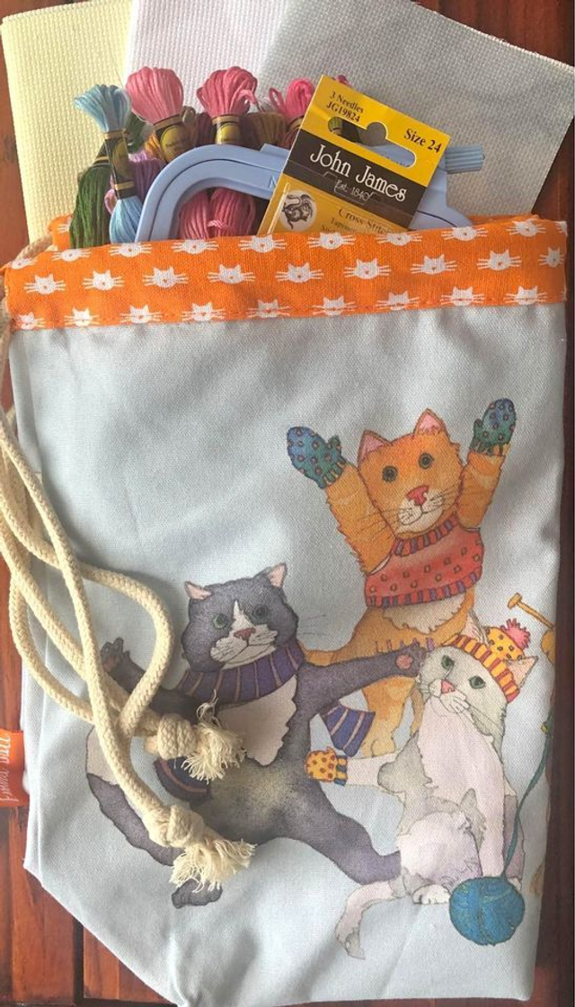 Beautiful Starter Cross stitch bag with accessories 