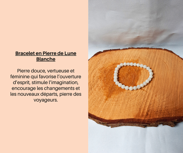 122- Bracelet Pierre de Lune Blanche