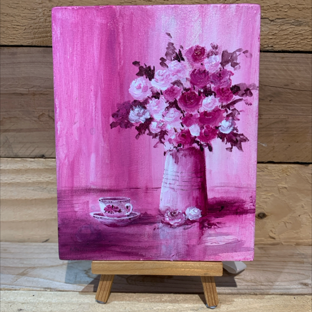 Pink Flowers Original Acrylic 