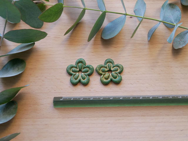 Maxi double fleur vert/doré