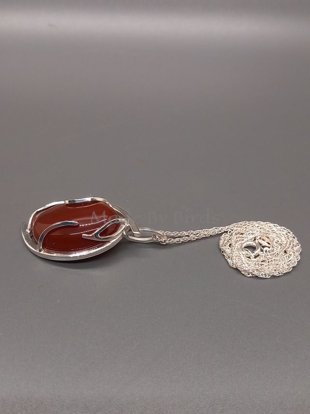 Carnelian and Sterling Silver Flowing Pendant Necklace