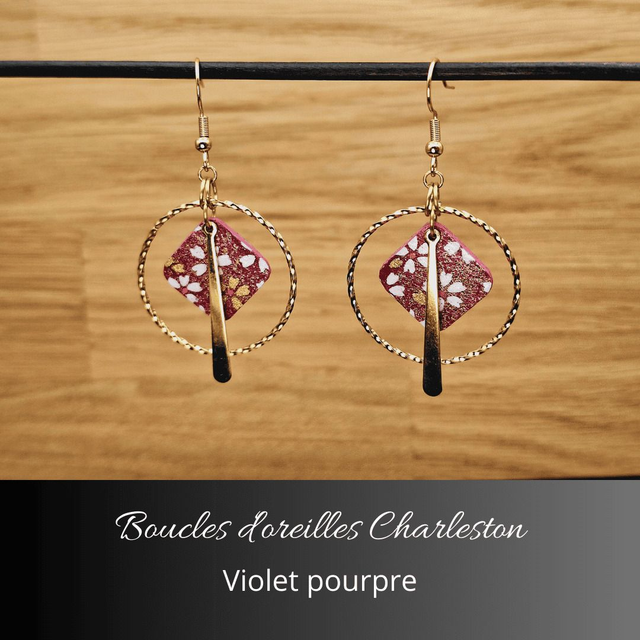 Boucles d&#039;oreilles créoles Charleston - Violet pourpre