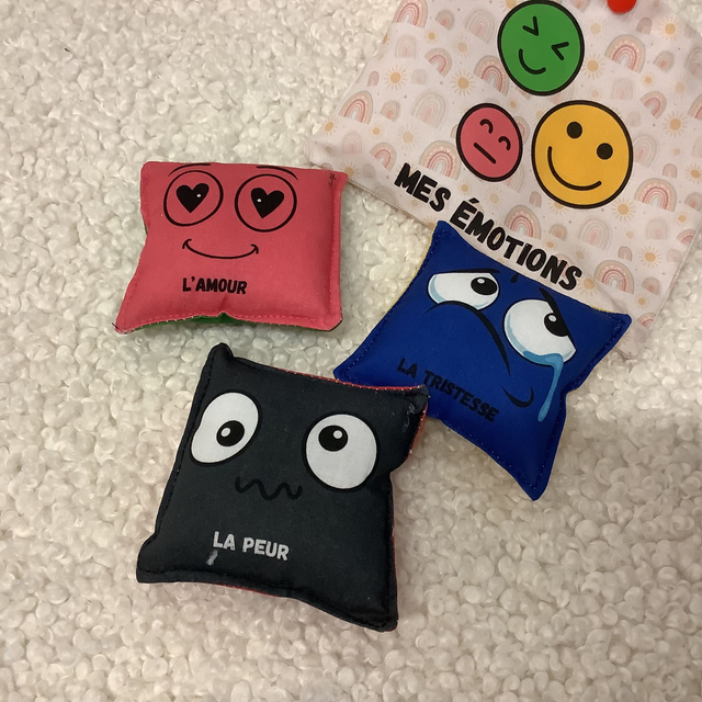 Pochon de 3 coussins , 6 émotions