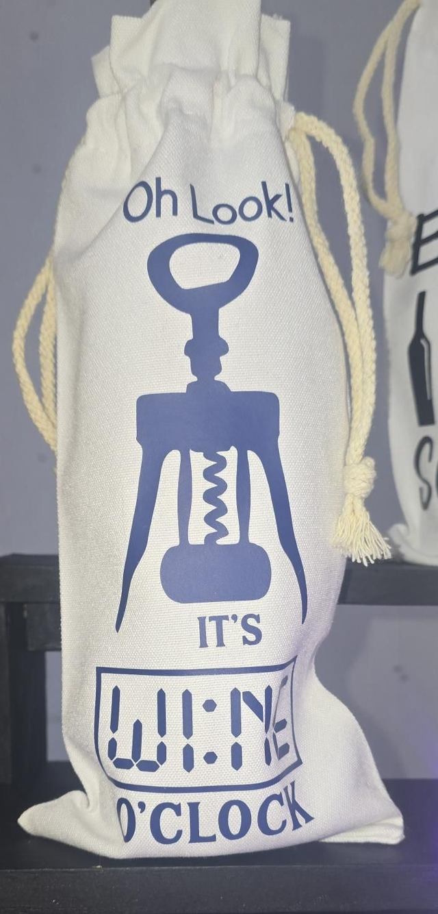 Wine O’Clock Cotton Bottle Bag