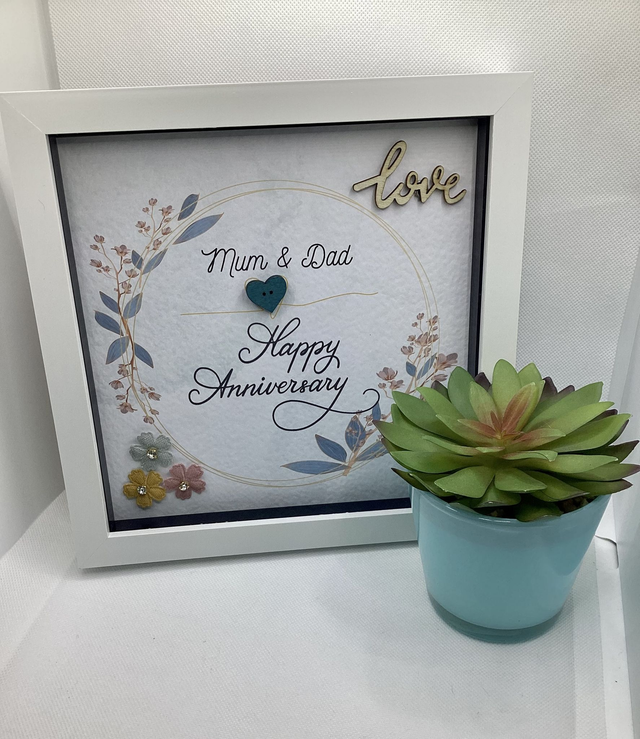 Handmade, personalised Anniversary frame.
