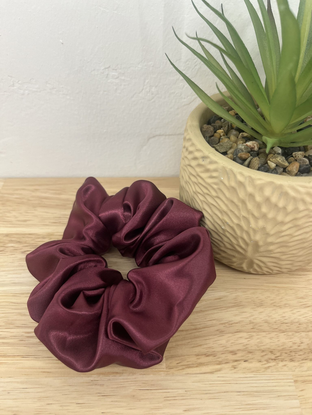 Chouchou en satin - bordeaux