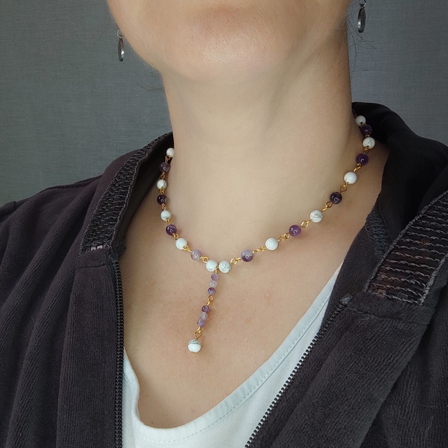 Collier &quot;Sérénité Absolue&quot; Améthyste &amp; Howlite