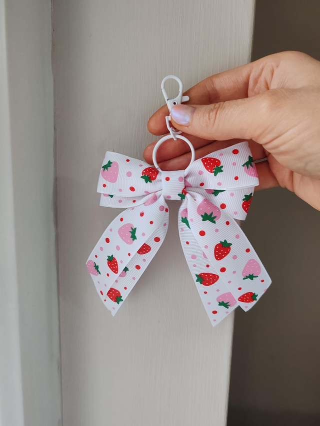 Strawberry bow keychain/bag charm
