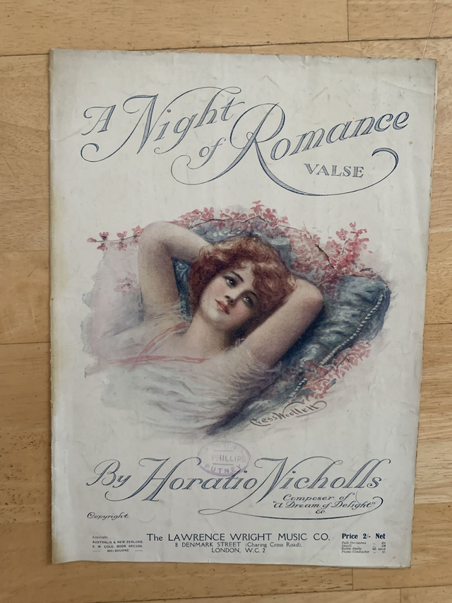 A Night of romance by Horatio Nicholls 1918 Sheet Music 