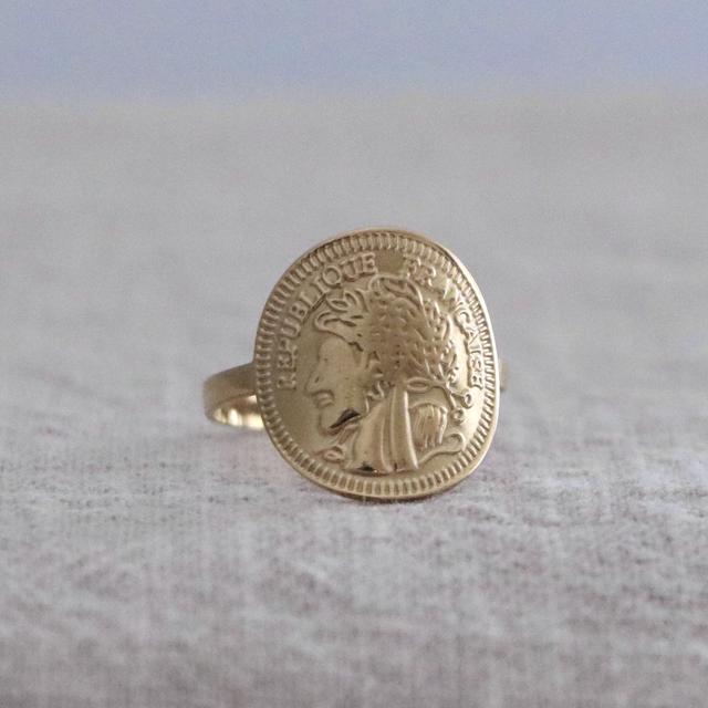 Bague pièce doré