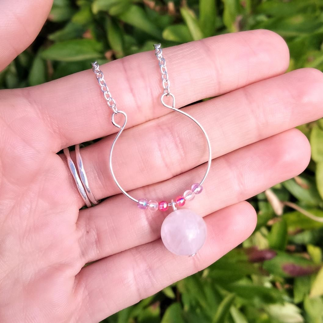 Rose Quartz Hoop