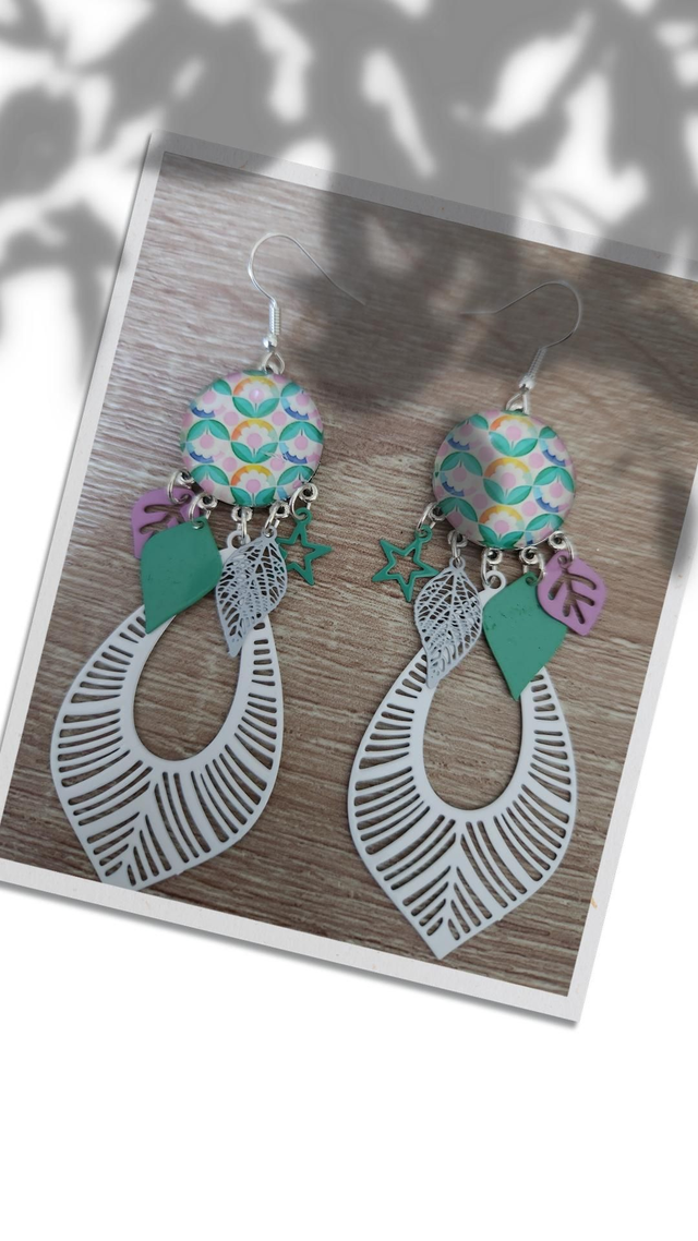 Boucles cabochon motif 266