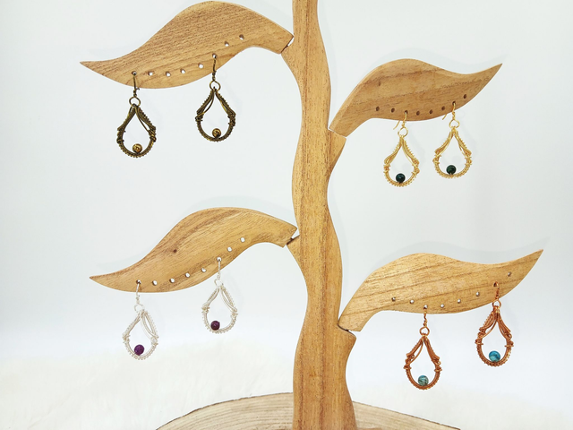 Eulalie, boucles d'oreilles en cuivre et pierres naturelles