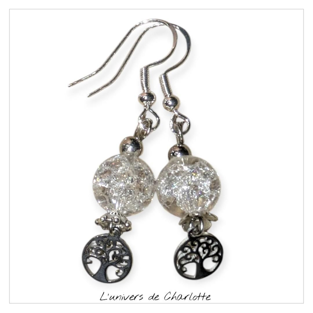 Boucles d&#039;oreilles &quot;Cristal de roche&quot; BO-142
