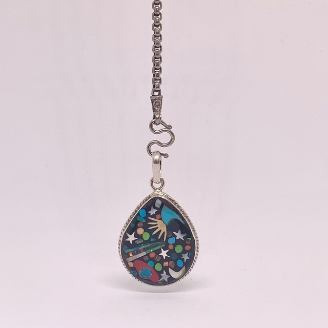 Pendentif Galaxy Goutte ALTIS argent massif et pierres naturelles 