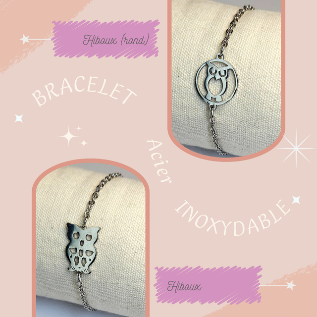 Bracelet en acier inoxydable - Hiboux