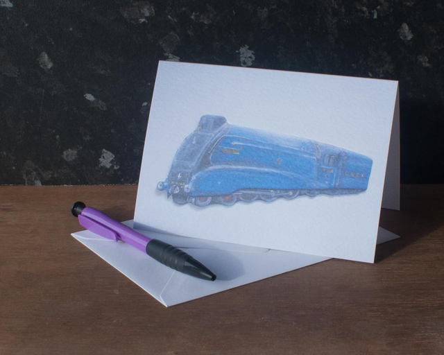 Mallard Train Greetings Card/Mounted Print (blank inside)