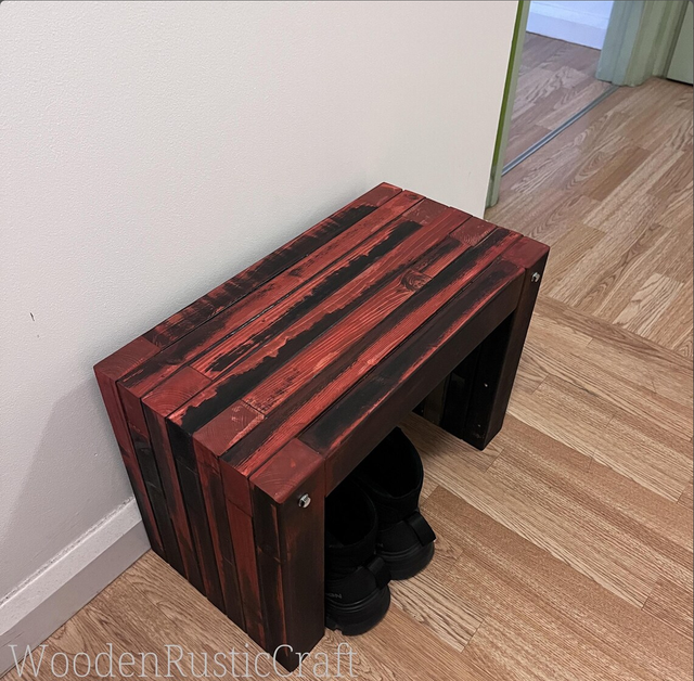 Handmade Reclaimed Pine Rustic Stool