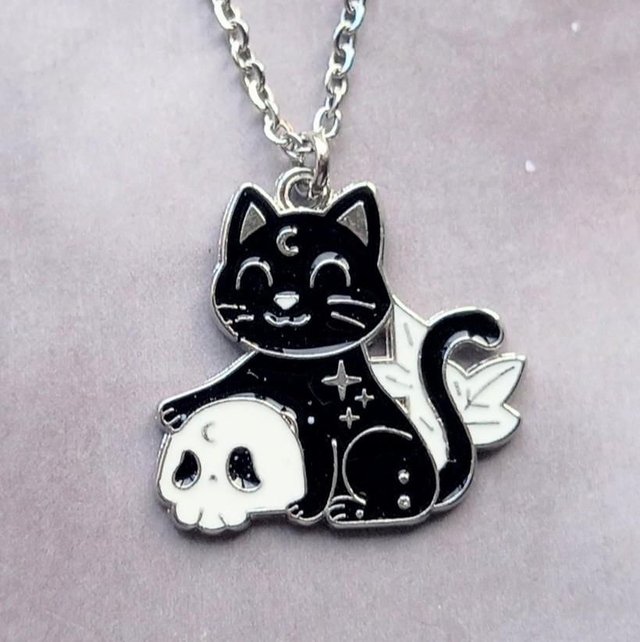 Cat and Skull Necklace 