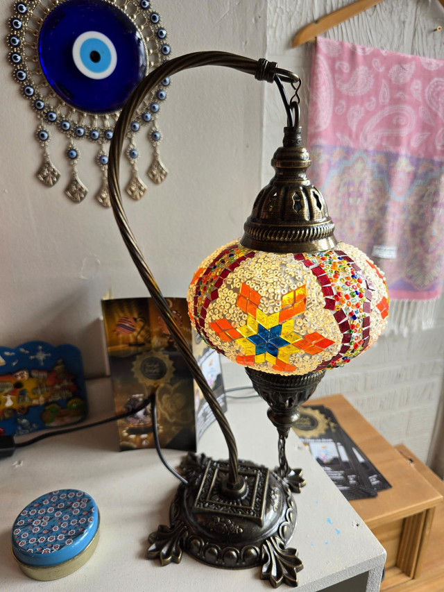 Large Mosaic Swanneck Table Lamp