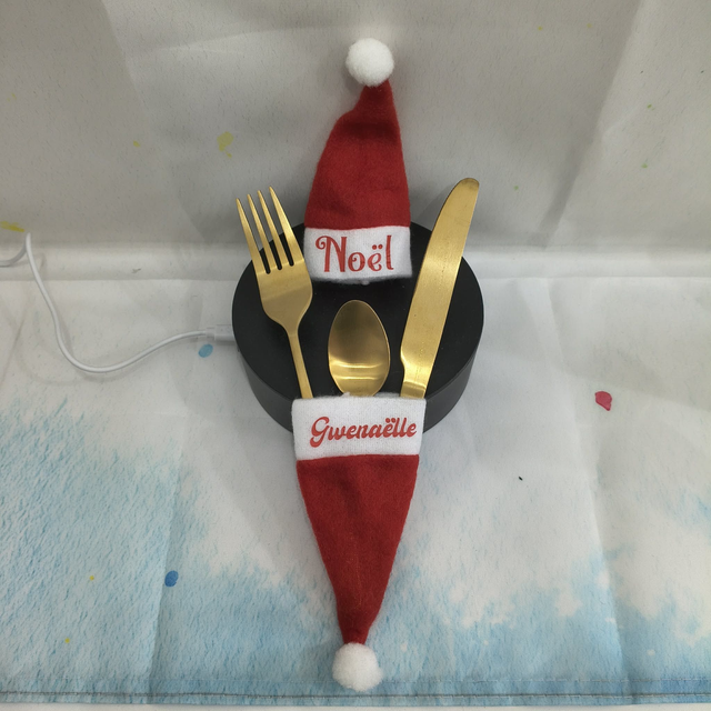 Noël mini bonnet pour bouteille ou couvert