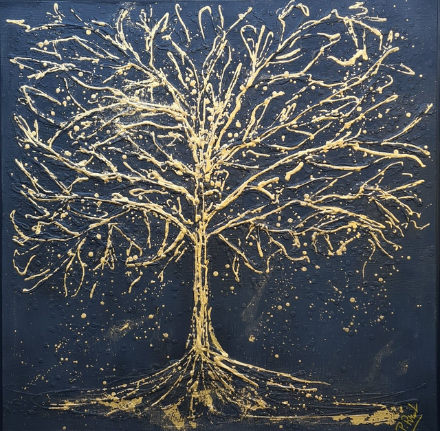 Reve noir "arbre de vie"  80x80cm