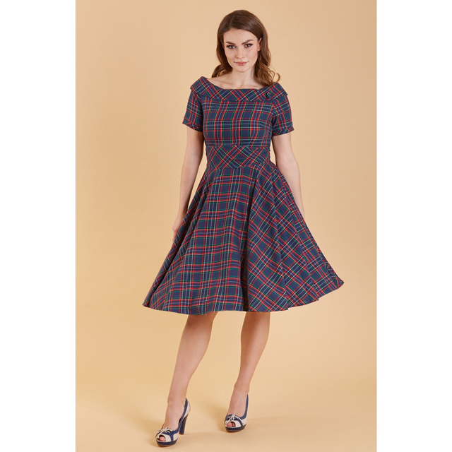 Darlene Dress Navy and Red Tartan (nur in 44) 