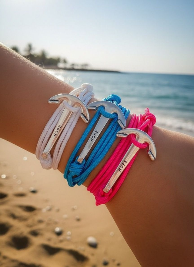 Bracelet corde + ancre "hope"