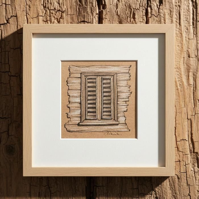 Encre et crayon - case créole - Jalousie #1