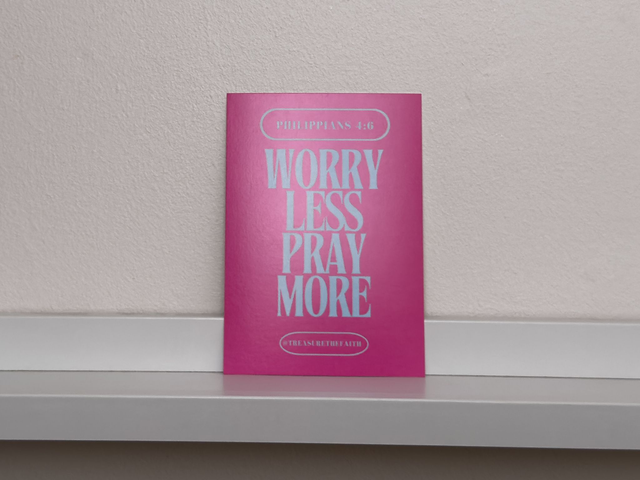 Worry less pray more postcard 
