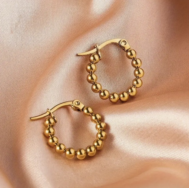 Beaded hoops - gold