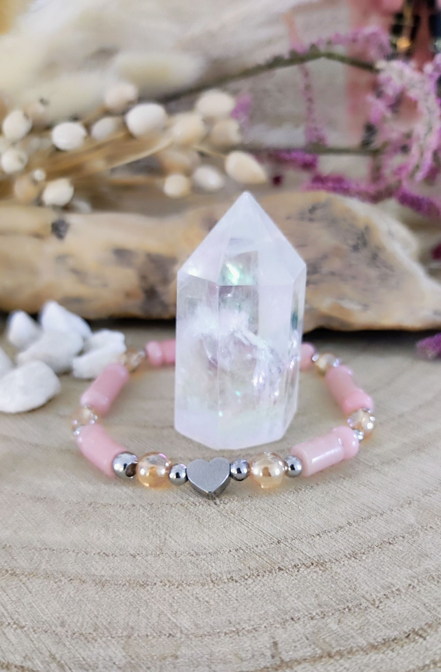 Bracelet "Amour" Opale rose