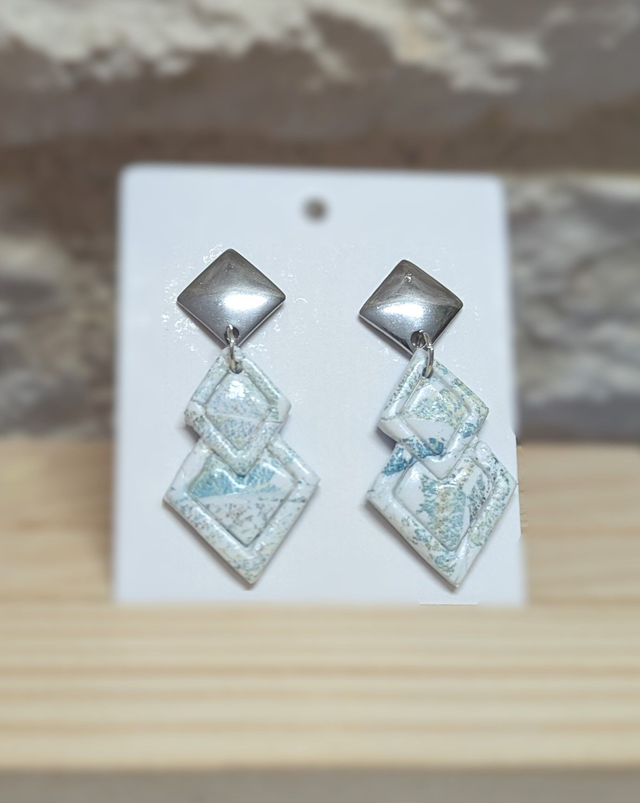 Boucles d'oreilles double losanges Océan