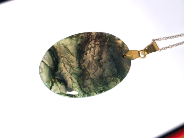 Pendentif Agate Mousse (Qualité A+), sans cerclage