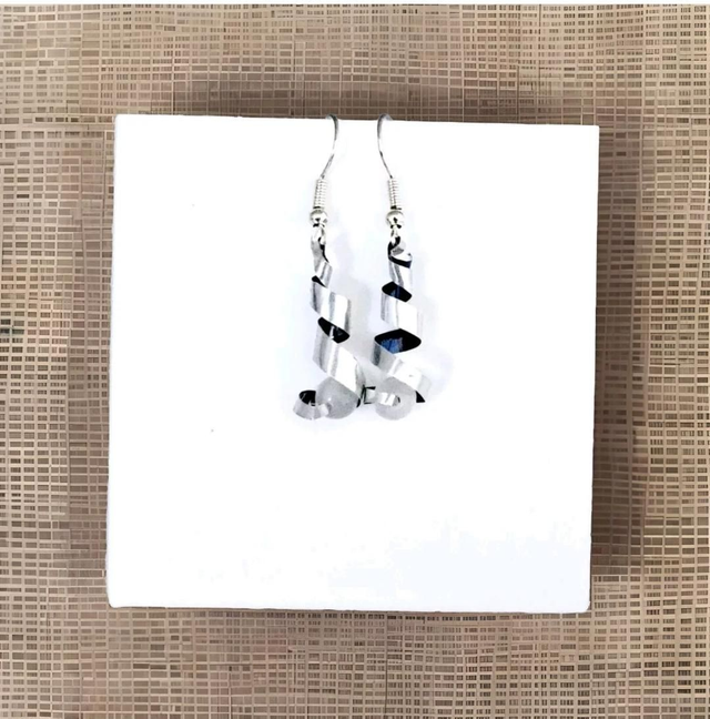 Aluminium Bead Pair Earring Dangle Drop ECO Handmade Unique Lightweight