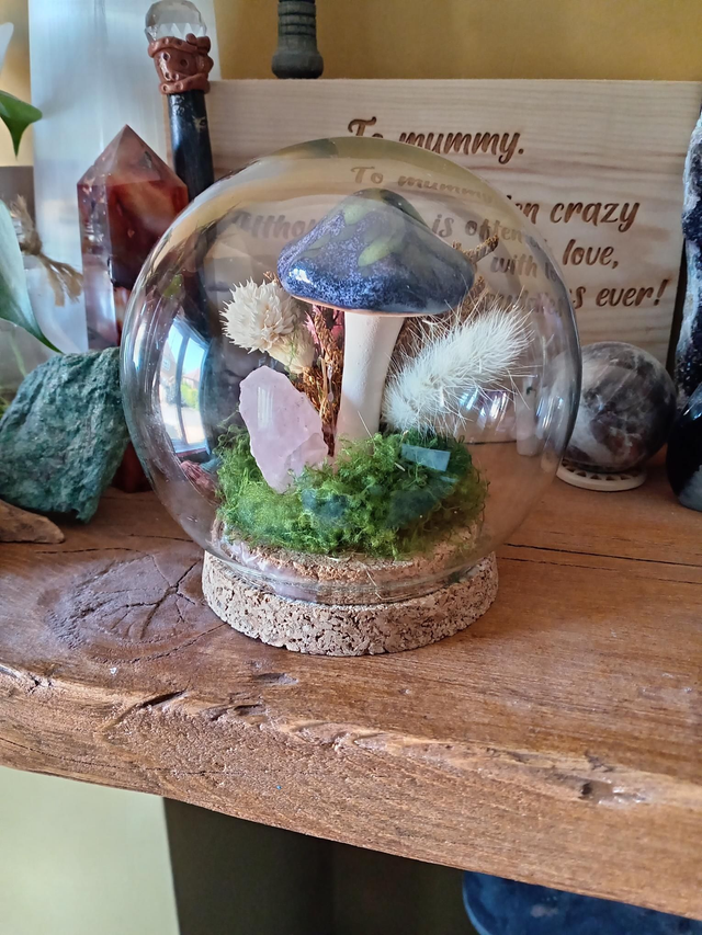 Rose quartz and Blue Mushroom Orb