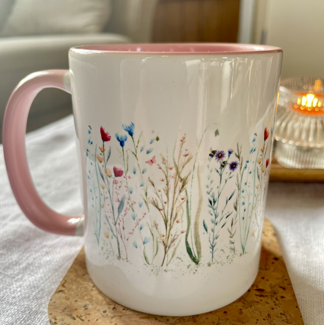 Wildflowers Watercolour Pink Mug