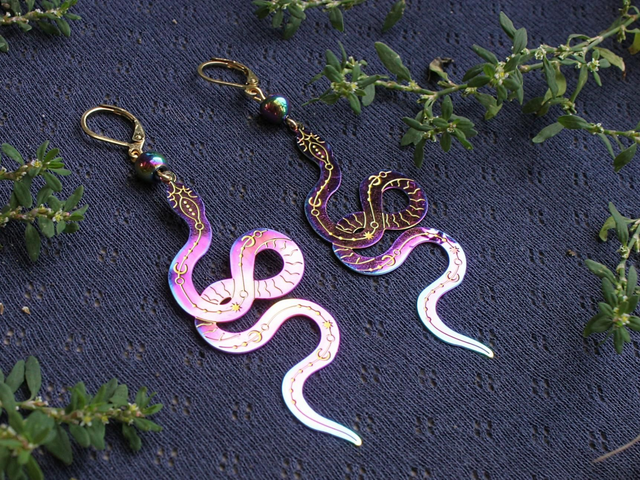 Schlange bunt Hämatit Ohrringe [OR0046]