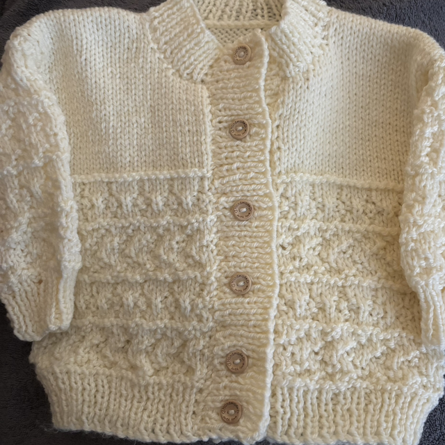 Cream Aran cardigan 2-3years