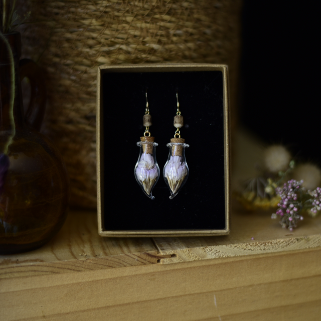 boucles d’oreilles fioles statice & tulsi
