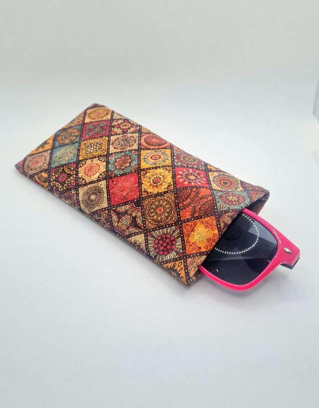 Étui à lunettes souple à pince en liège imprimé 